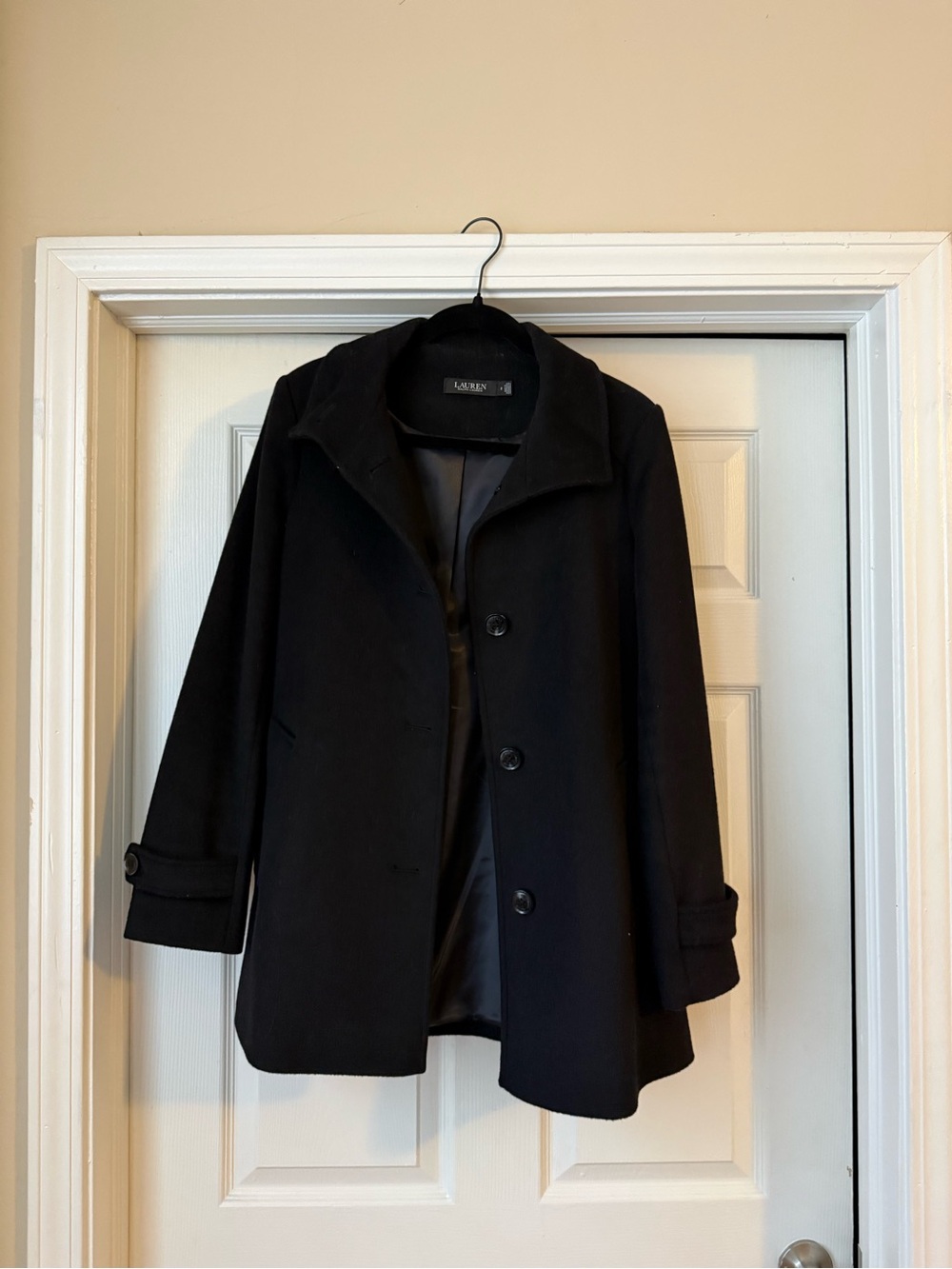 Ralph Lauren Black Button-Front Pea Coat